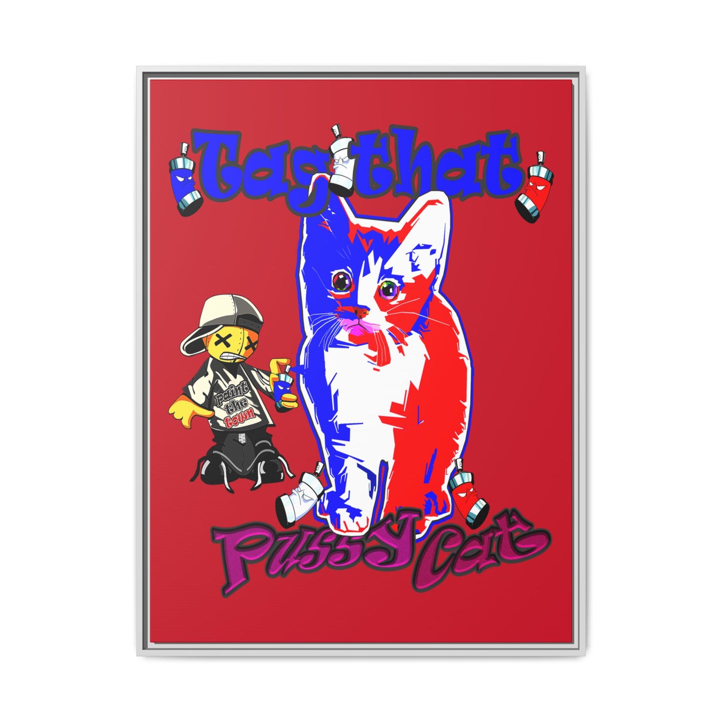 tag that - framed canvas art (dark red)
