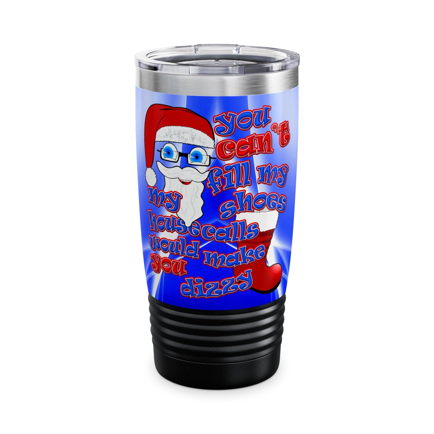 santa's shoes - Ringneck Tumbler, 20oz (blue-white wave)