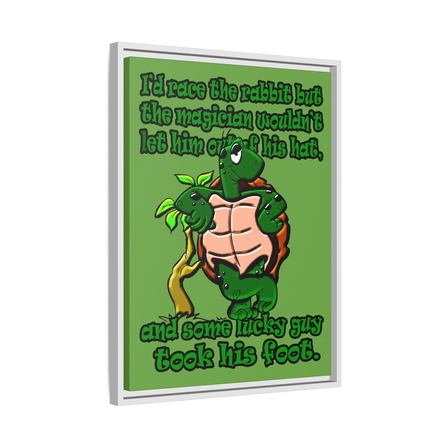 turtle race - framed canvas art (green)