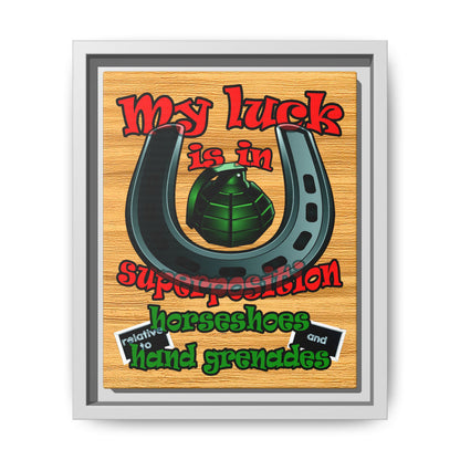 my luck - framed canvas art (butterscotch wood finish)