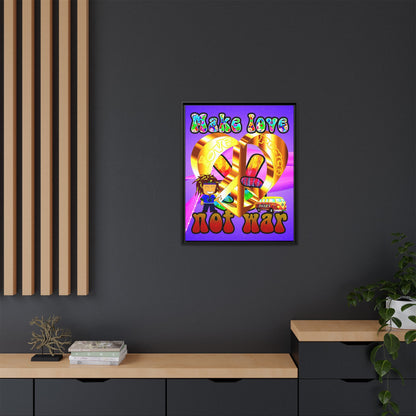 love peace - framed canvas art (purple-pink wave)