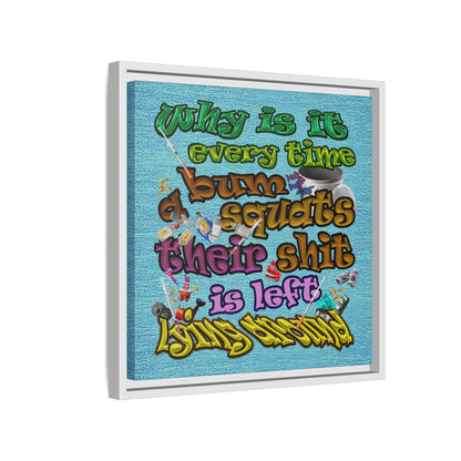 the bum's shit - framed canvas art (faded blue)