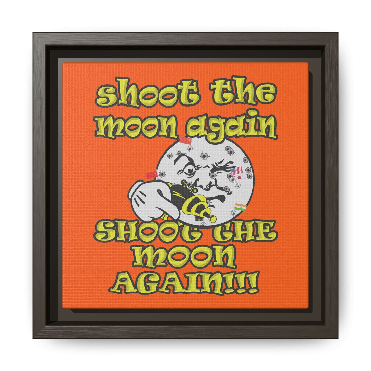 shoot the moon again - framed canvas art (orange)