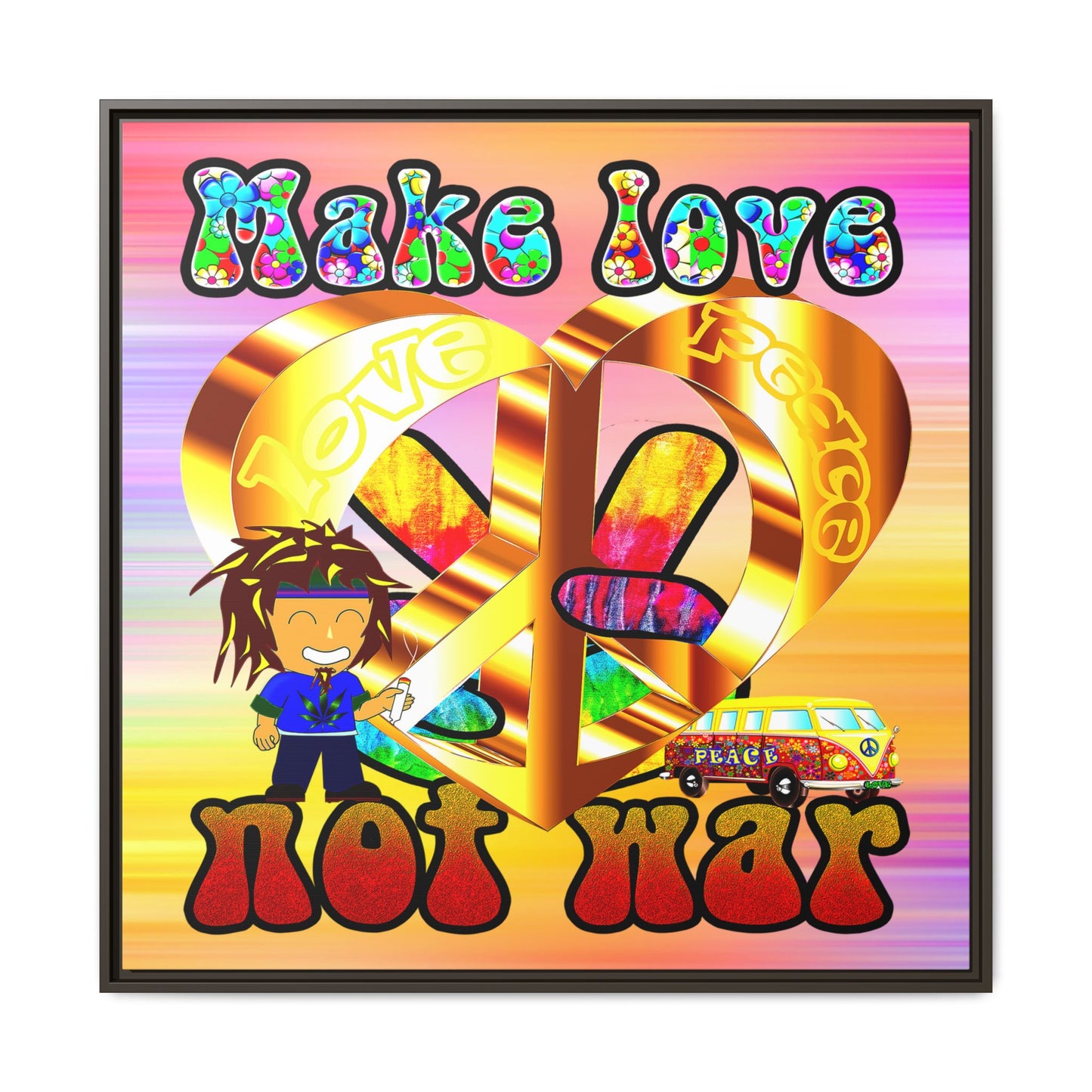 love peace - framed canvas art (color blur)