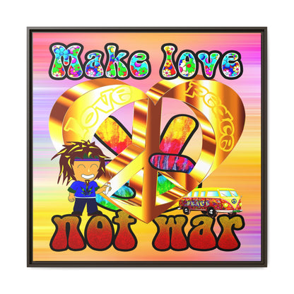 love peace - framed canvas art (color blur)