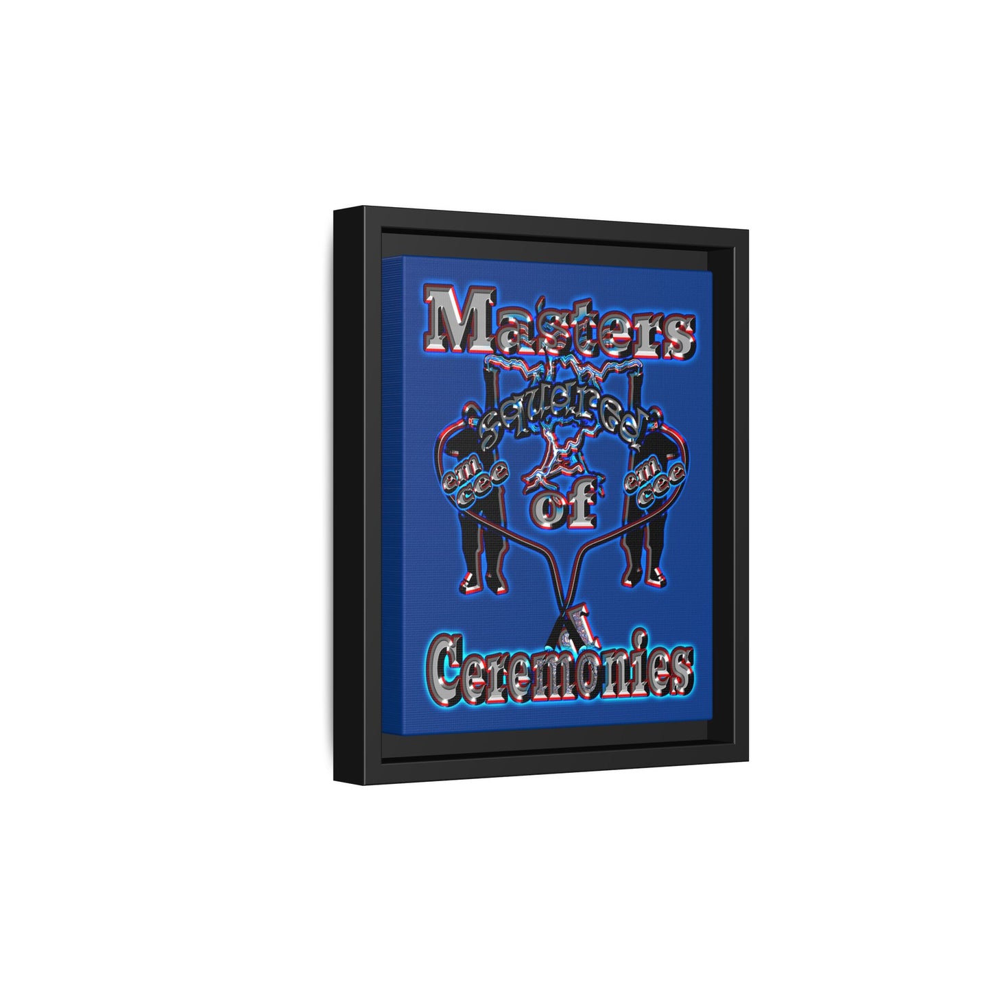 em cee squared - framed canvas art (dark blue)