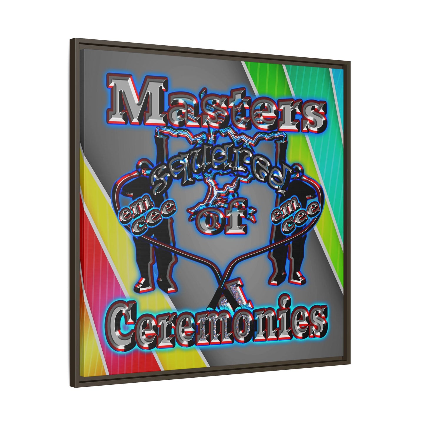 em cee squared - framed canvas art (rainbow split)