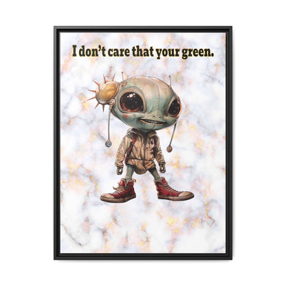 I don't care that your green - framed canvas art (white marble)