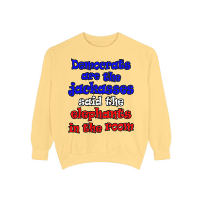 donkeys and elephants - Unisex Garment-Dyed Sweatshirt