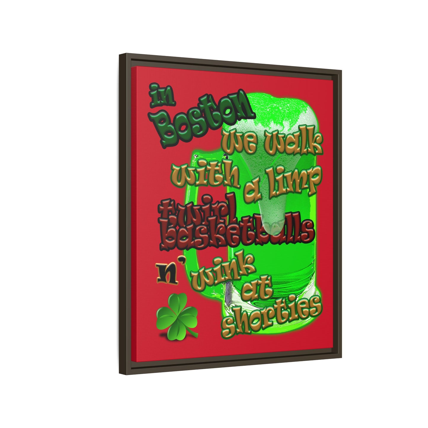 celtics logo - framed canvas art (dark red)