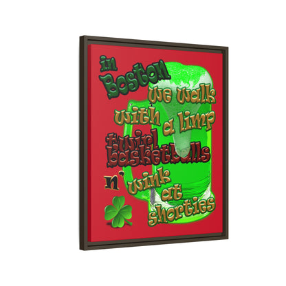 celtics logo - framed canvas art (dark red)