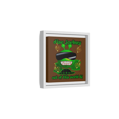 disc jockey - framed canvas art (brown)