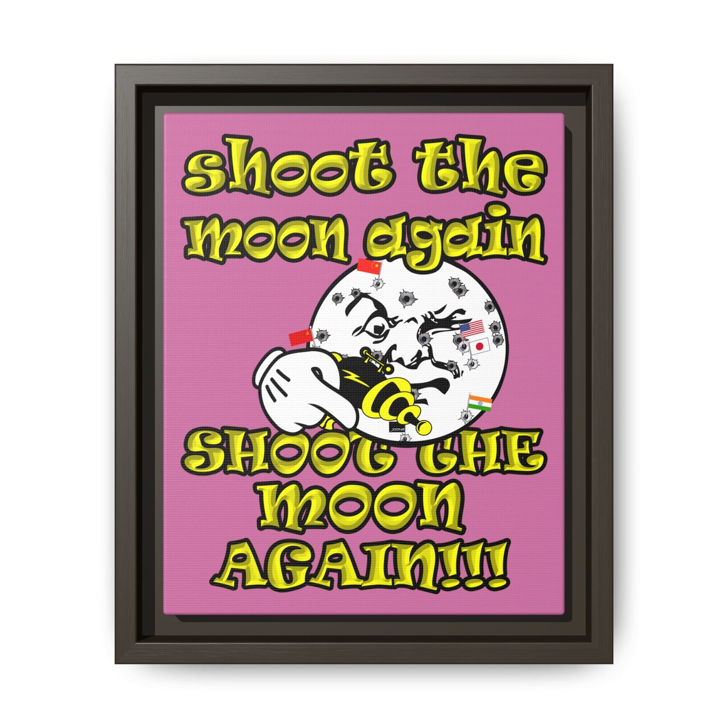 shoot the moon again - framed canvas art (light pink)