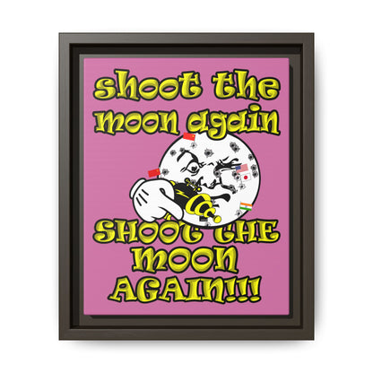 shoot the moon again - framed canvas art (light pink)