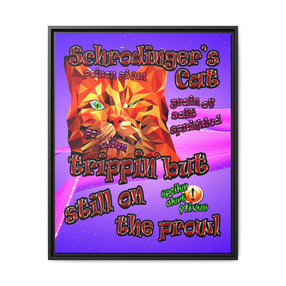 schrodinger's cat - framed canvas art (purple-pink wave)