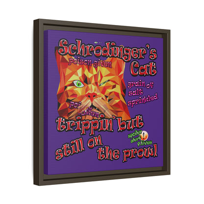 schrodinger's cat - framed canvas art (purple)