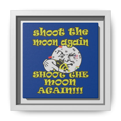 shoot the moon again - framed canvas art (dark blue)