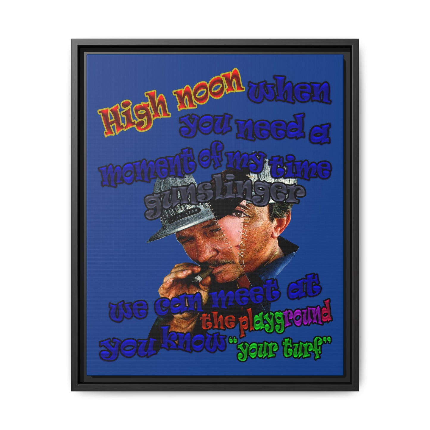 high noon - framed canvas art (dark blue)