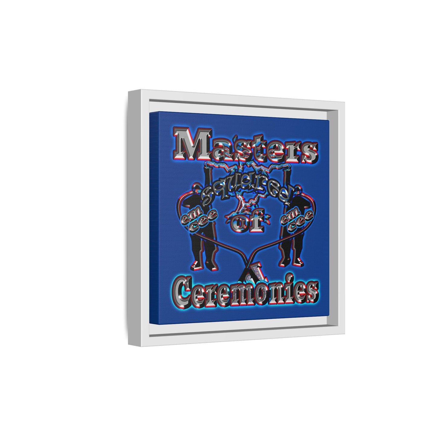 em cee squared - framed canvas art (dark blue)