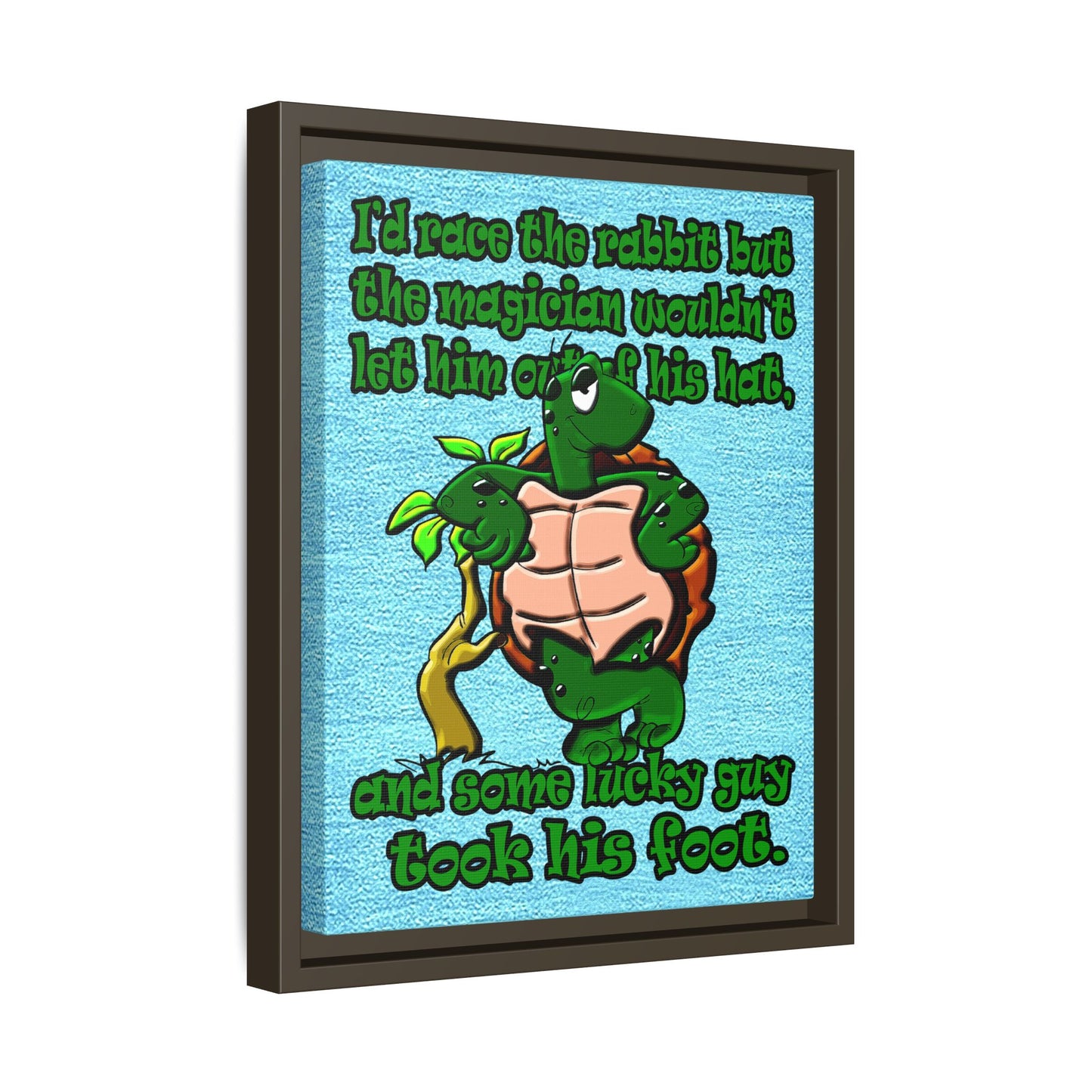 turtle race - framed canvas art (faded blue)