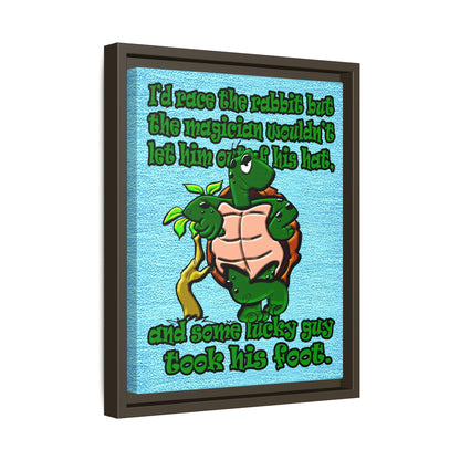 turtle race - framed canvas art (faded blue)