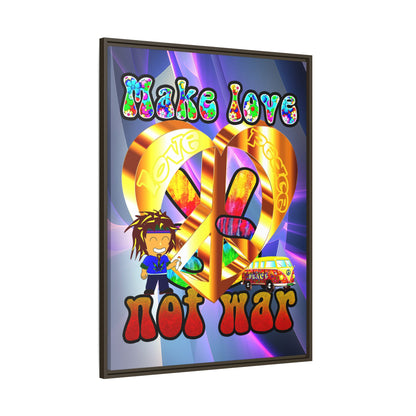 love peace - framed canvas art (grey-pink wave)