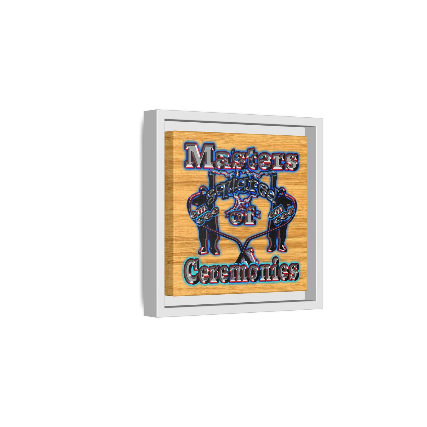 em cee squared - framed canvas art (butterscotch wood finish)
