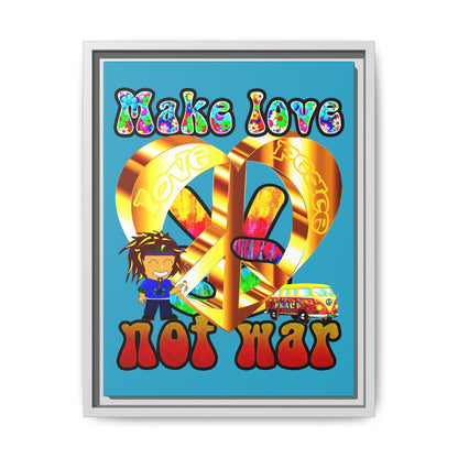 love peace - framed canvas art (turquoise)
