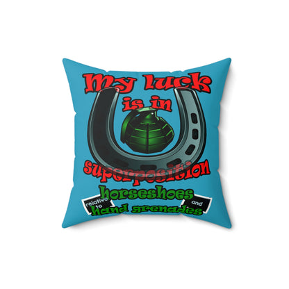 my luck - Faux Suede Square Pillow - (turquoise)