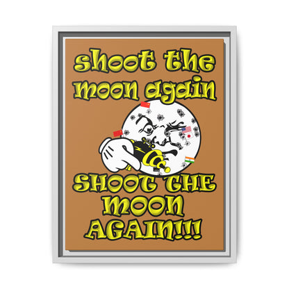 shoot the moon again - framed canvas art (light brown)