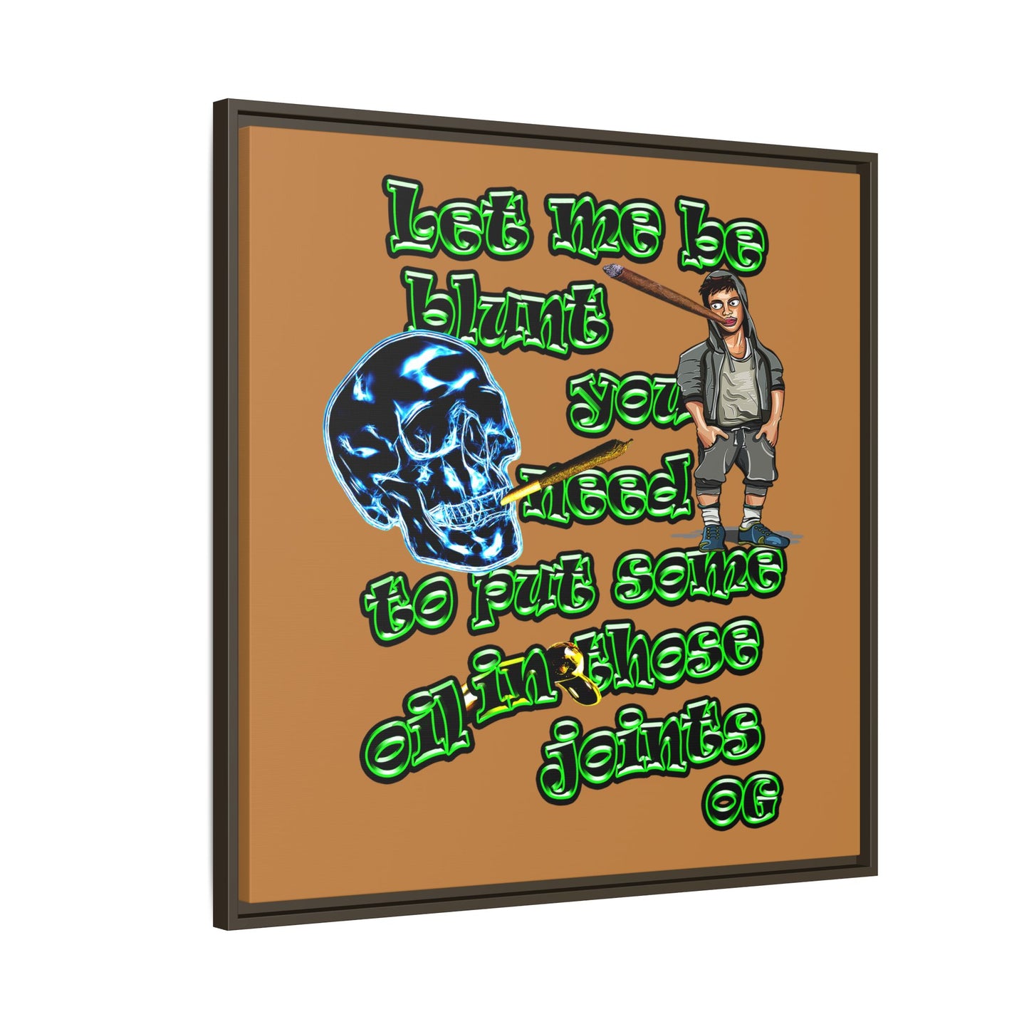 og - framed canvas art (light brown)