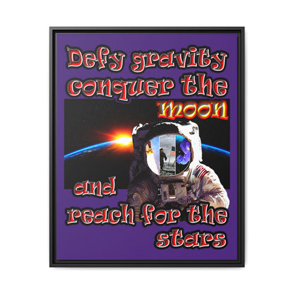 defy conquer reach - framed canvas art (purple)