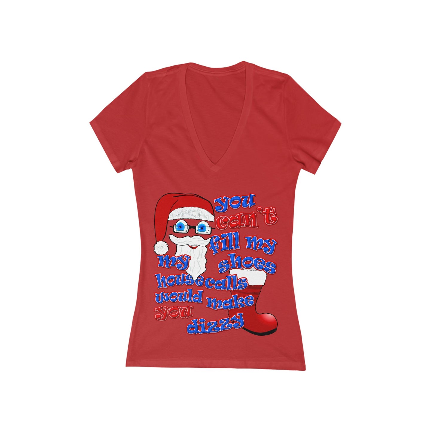 santa's shoes - Women's Jersey Short Sleeve Deep V-Neck Tee