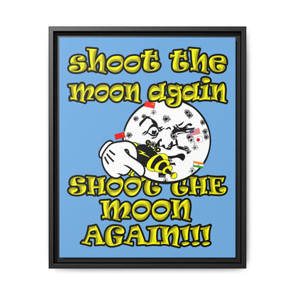 shoot the moon again - framed canvas art (light blue)