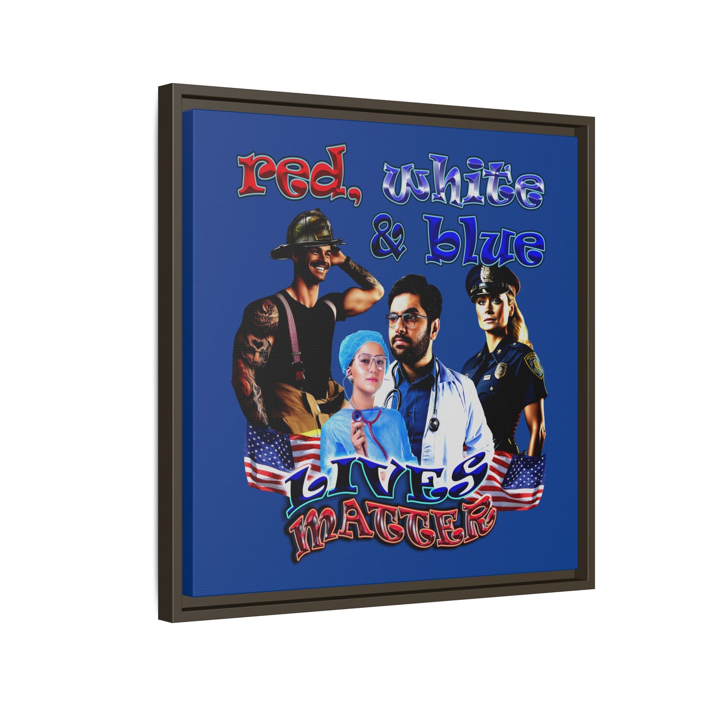 rw&b lives matter - framed canvas art (dark blue)