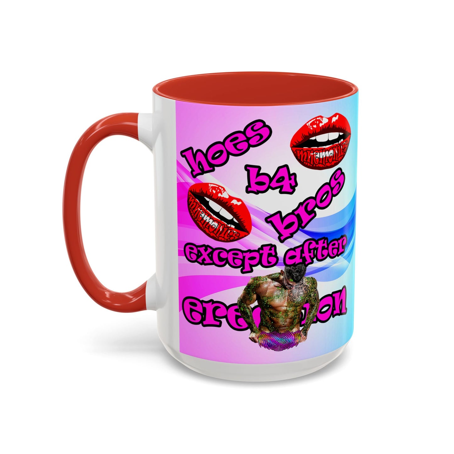 hoes b4 bros - Accent Mug (light blue-pink wave)