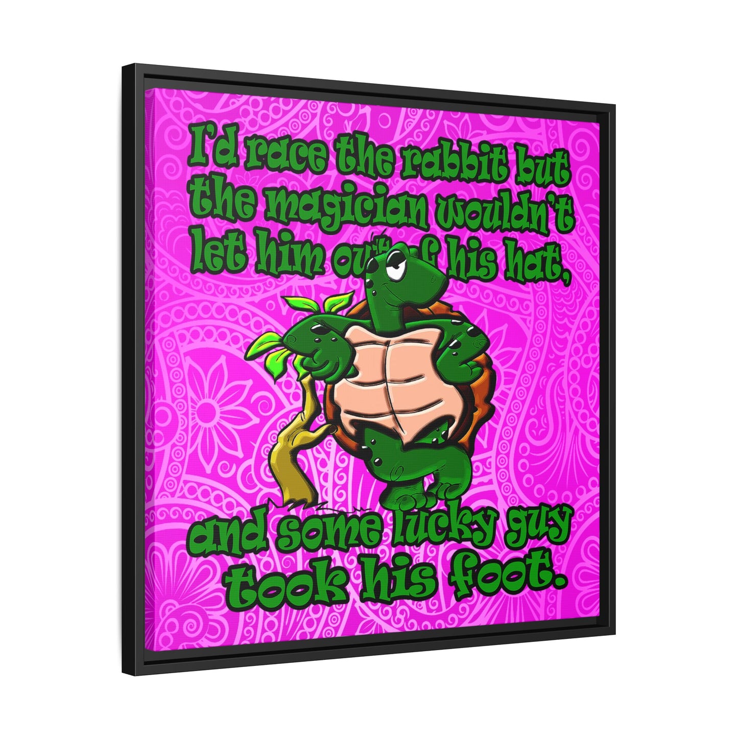 turtle race - framed canvas art (pink swirl)