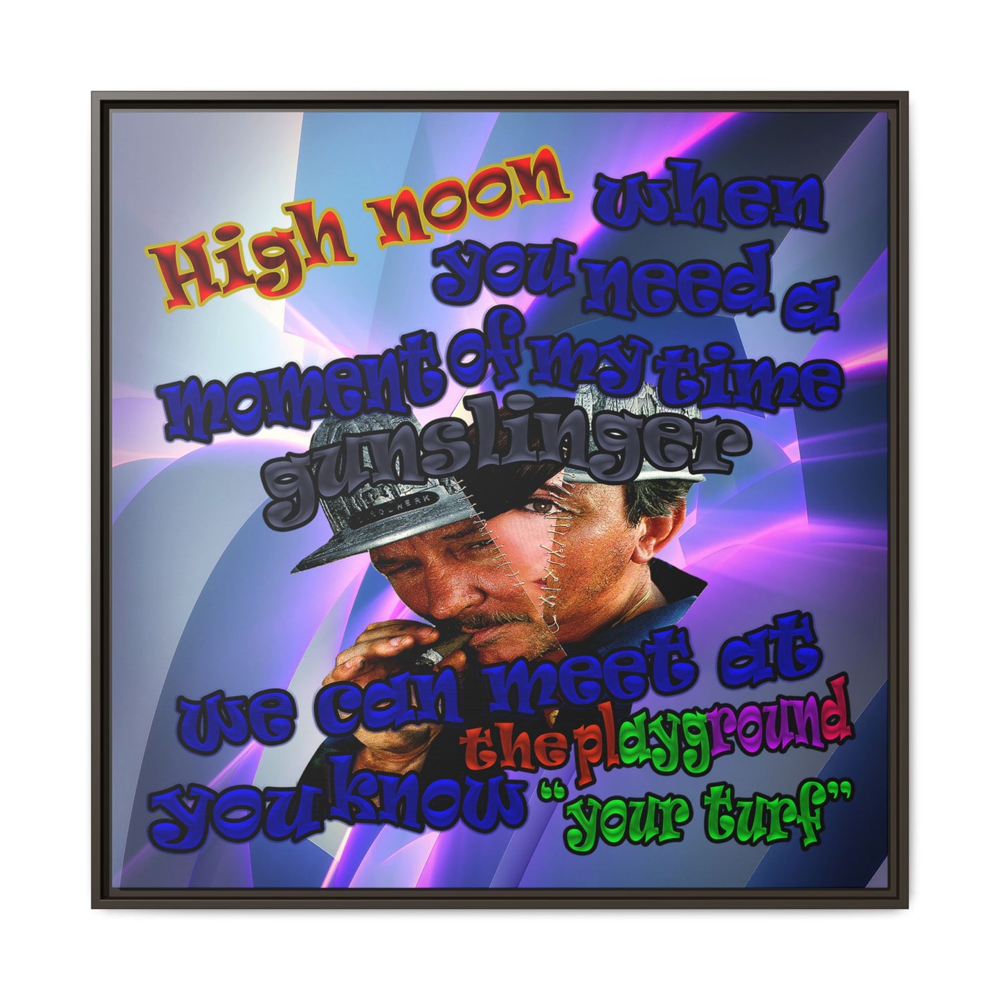 high noon - framed canvas art (grey-pink wave)