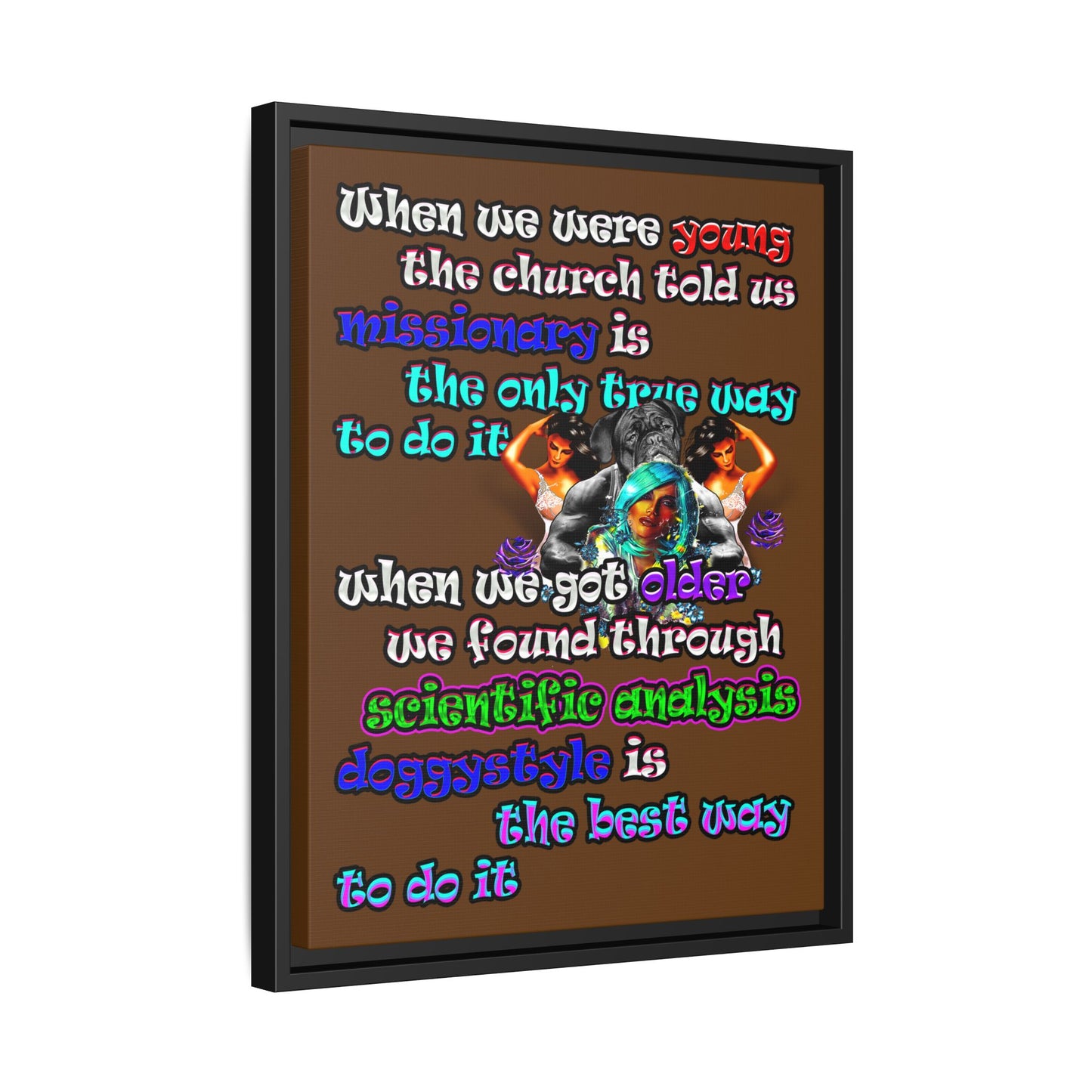 doggystyle - framed canvas art (brown)