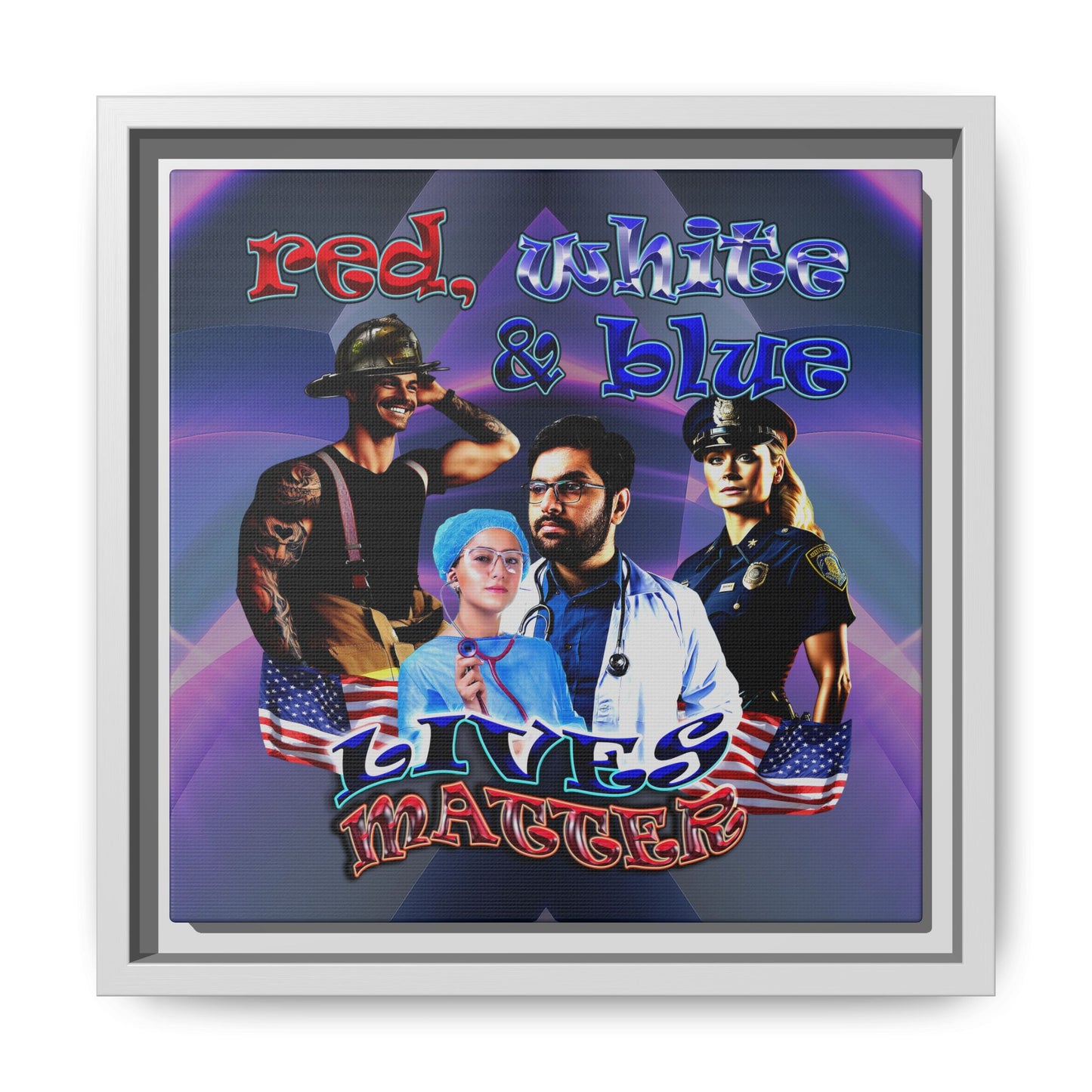 rw&b lives matter - framed canvas art (grey-pink wave)