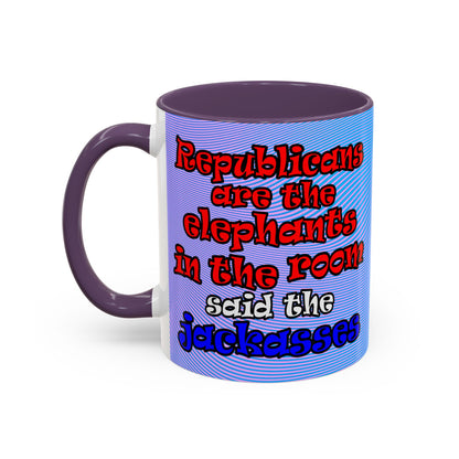 donkeys and elephants - Accent Mug (light blue-purple wave)