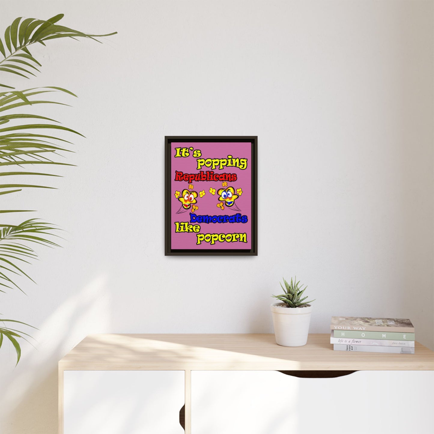 popping like popcorn - framed canvas art (light pink)