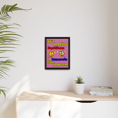 popping like popcorn - framed canvas art (light pink)