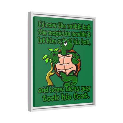 turtle race - framed canvas art (dark green)