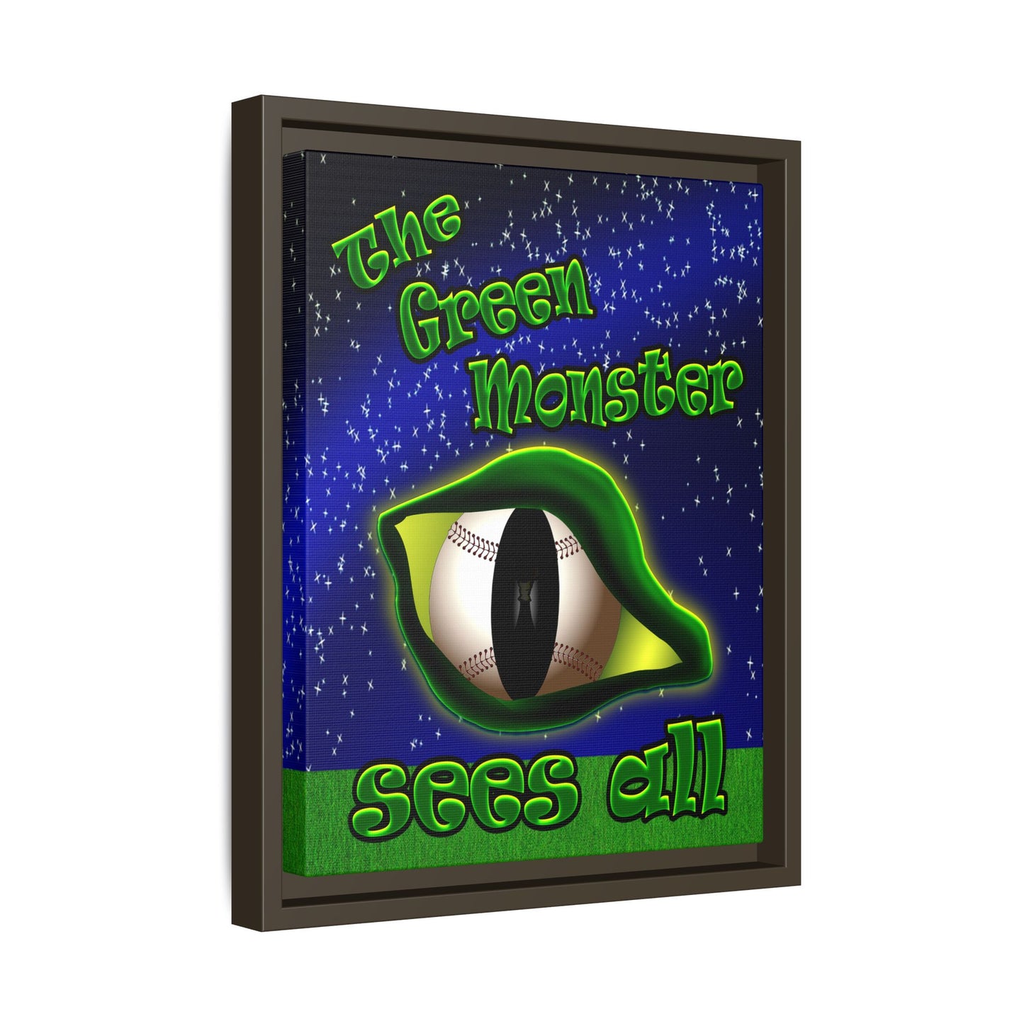 green monster - framed canvas art ('snoops' background)