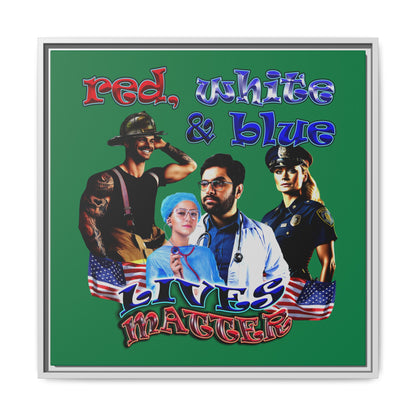 rw&b lives matter - framed canvas art (dark green)