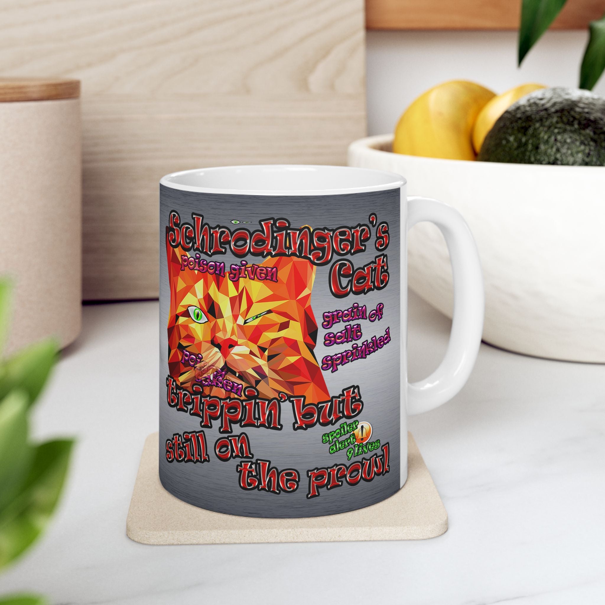 schrodinger's cat - White Mug (brushed nickel)