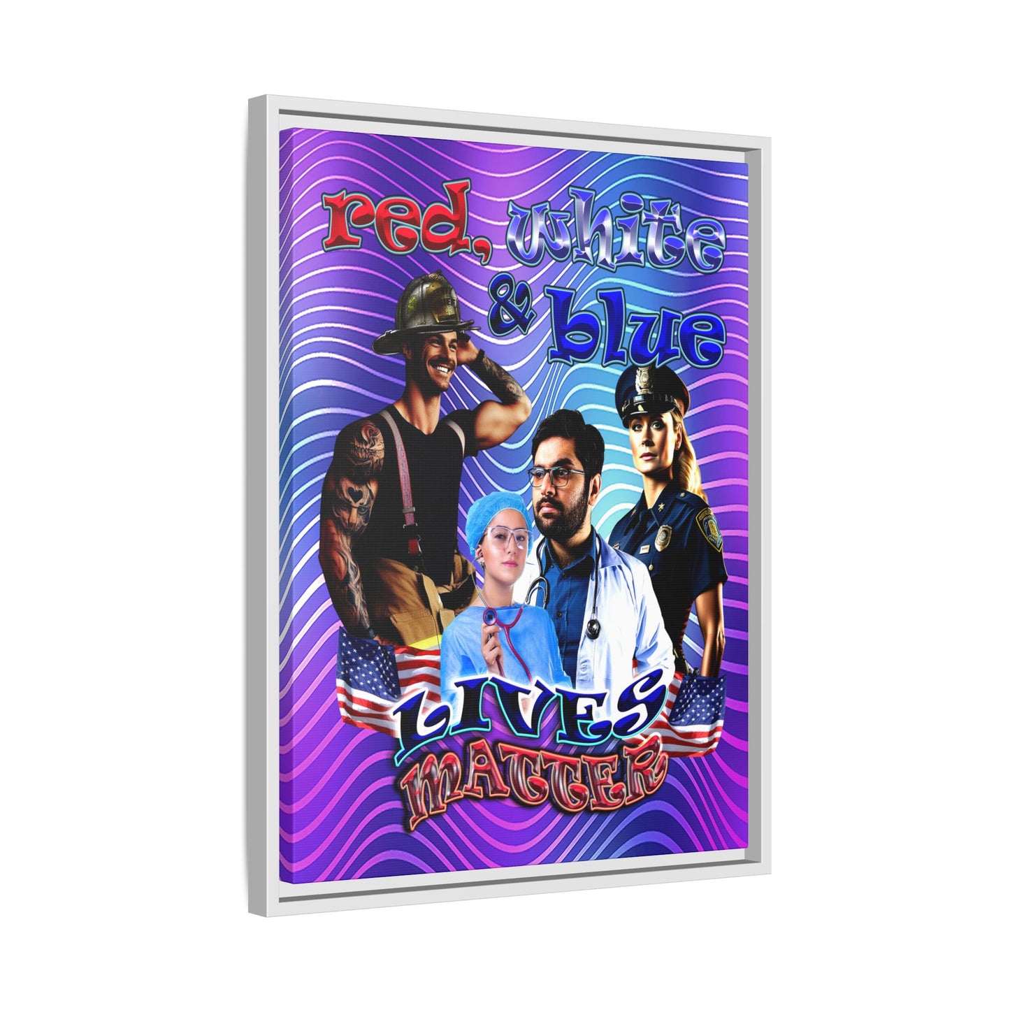 rw&b lives matter - framed canvas art (purple wave)