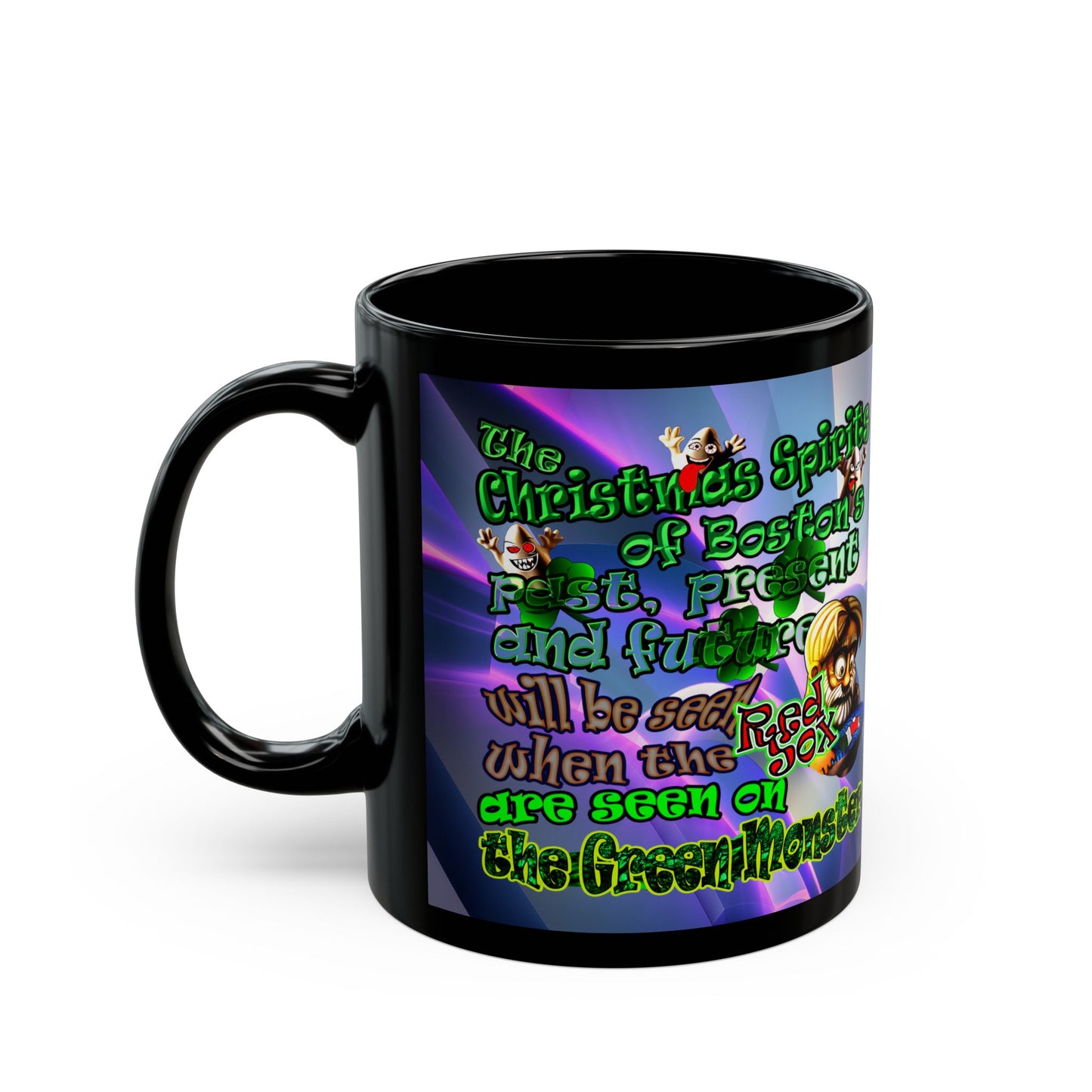 christmas spirits of boston - Black Mug (grey-pink wave)