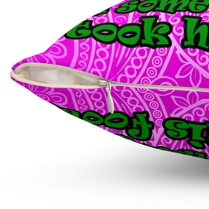 turtle race - Spun Polyester Square Pillow - (pink swirl)